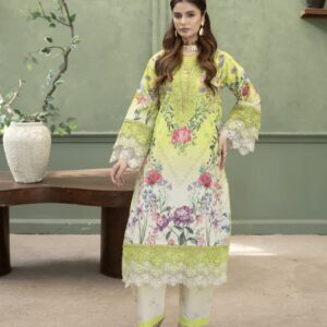Lime Green Premium Embroidered Soft Lawn 3-Piece Suit