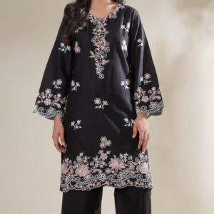 Black Premium Embroidered Stitched Lawn 2-Piece Suit