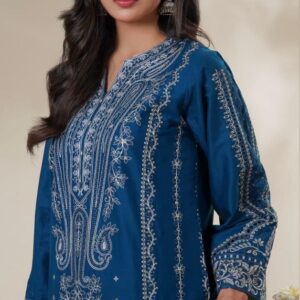 Blue Premium Embroidered Stitched Lawn 2-Piece Suit