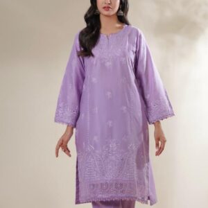 Purple Premium Embroidered Stitched Lawn 2-Piece Suit