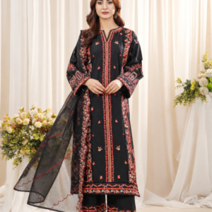 Black Embroidered 3-Piece Suit
