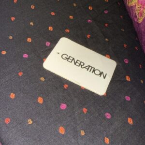 Black Polka Dot Multicolour Print 2-Piece Unstitched Suit