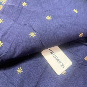 Navy Blue Gold Star Flower Print 2-Piece Unstitched Suit