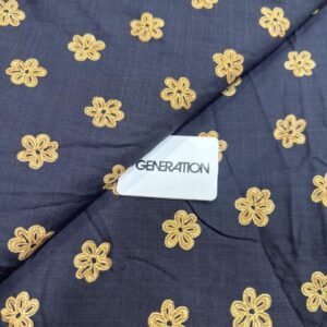 Navy Gold Floral Motif 2-Piece Unstitched Suit