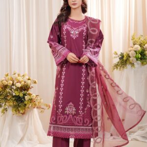 Plum Embroidered 3-Piece Suit