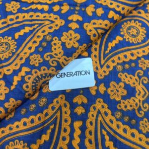 Royal Blue Bold Paisley Print 2-Piece Unstitched Suit