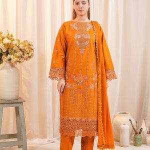 Rust Orange Embroidered 3-Piece Suit