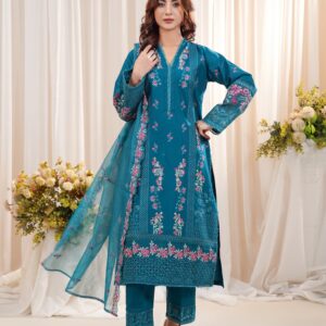 Teal Embroidered 3-Piece Suit